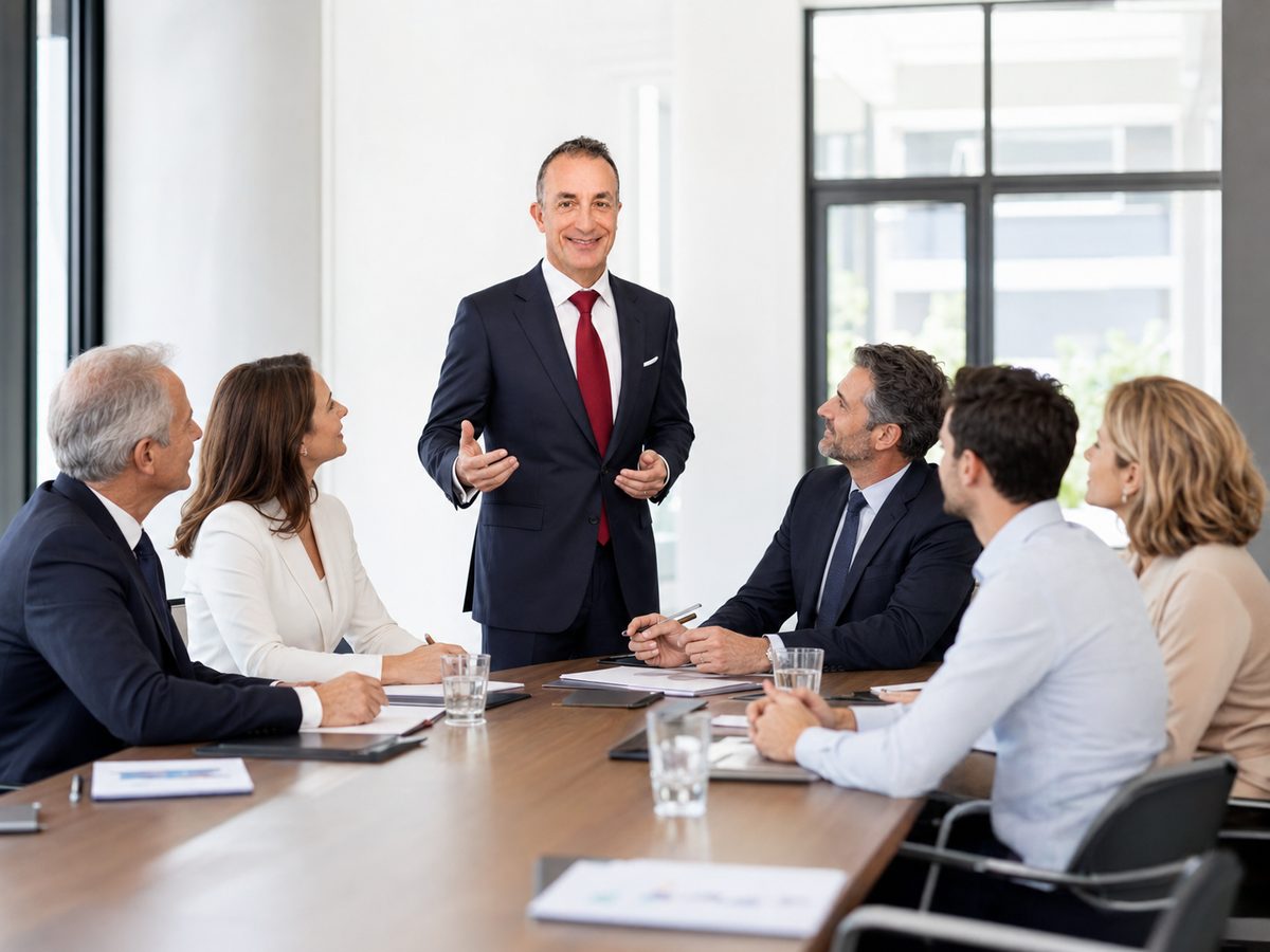 Giovanni Viani, Direttore Marketing Esterno, durante un incontro di pianificazione marketing con un team aziendale